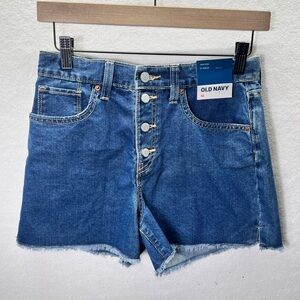 Old Navy High Rise Adjustable Waist Shorts Womens 16 Plus size Blue Denim 2368